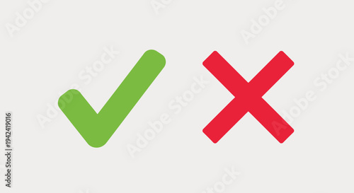 Green check mark and red x symbols on a plain background for concepts