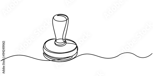 blank round stamp continuous one line drawing, Template for round contour emblem. One continuous line drawing. Thin linear icon, isolated on white background. Black hand drawn vector illustration pro.