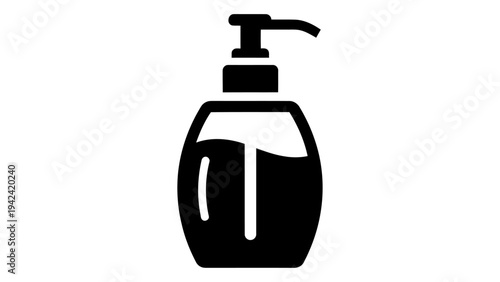 Glass Soap Pump Bottle Dispenser for Hand Washing, Hygiene Icon, Flat Design Vector Illustration