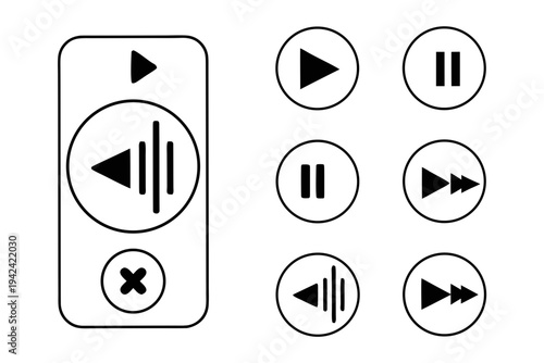 Media control buttons for playback and navigation