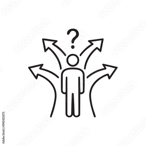 Indecision and crossroads confusion line icon