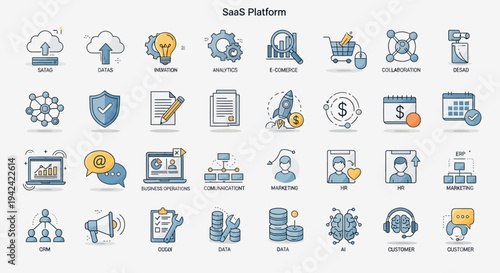 Collection of SaaS Platform Icons and Symbols.
