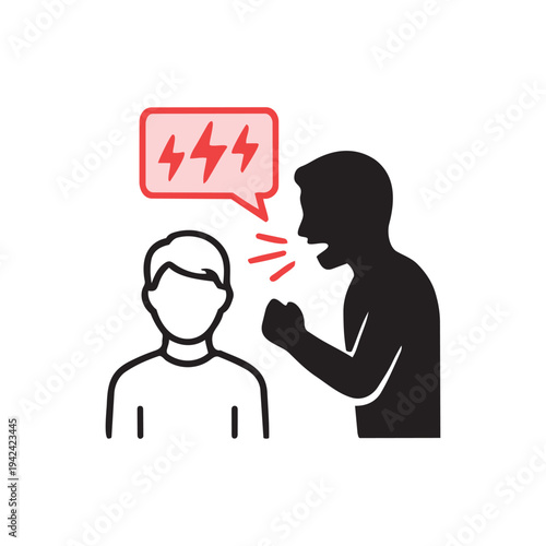 Verbal abuse shouting at child line icon