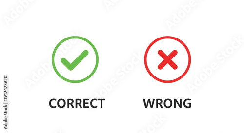 Green checkmark and red cross symbols on white background for choices