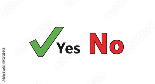 Green checkmark and red text indicating yes and no options