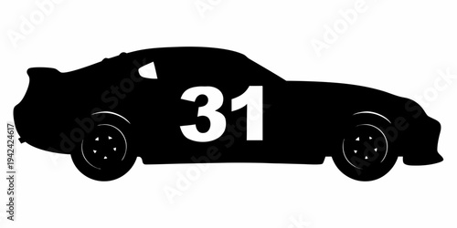 Formula One Racing Car Silhouette Vector Art Isolated on White