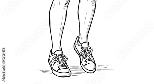 Sketch of legs and sneakers ideal for design work on transparent background silhouette