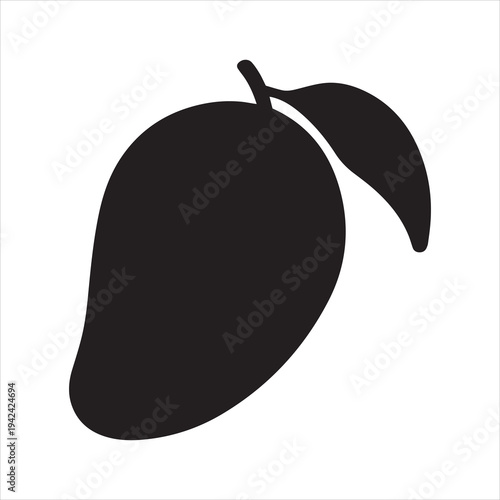 mango fruit minimalist silhouette vector icon - for graphic design projects mango, Modern Artwork.