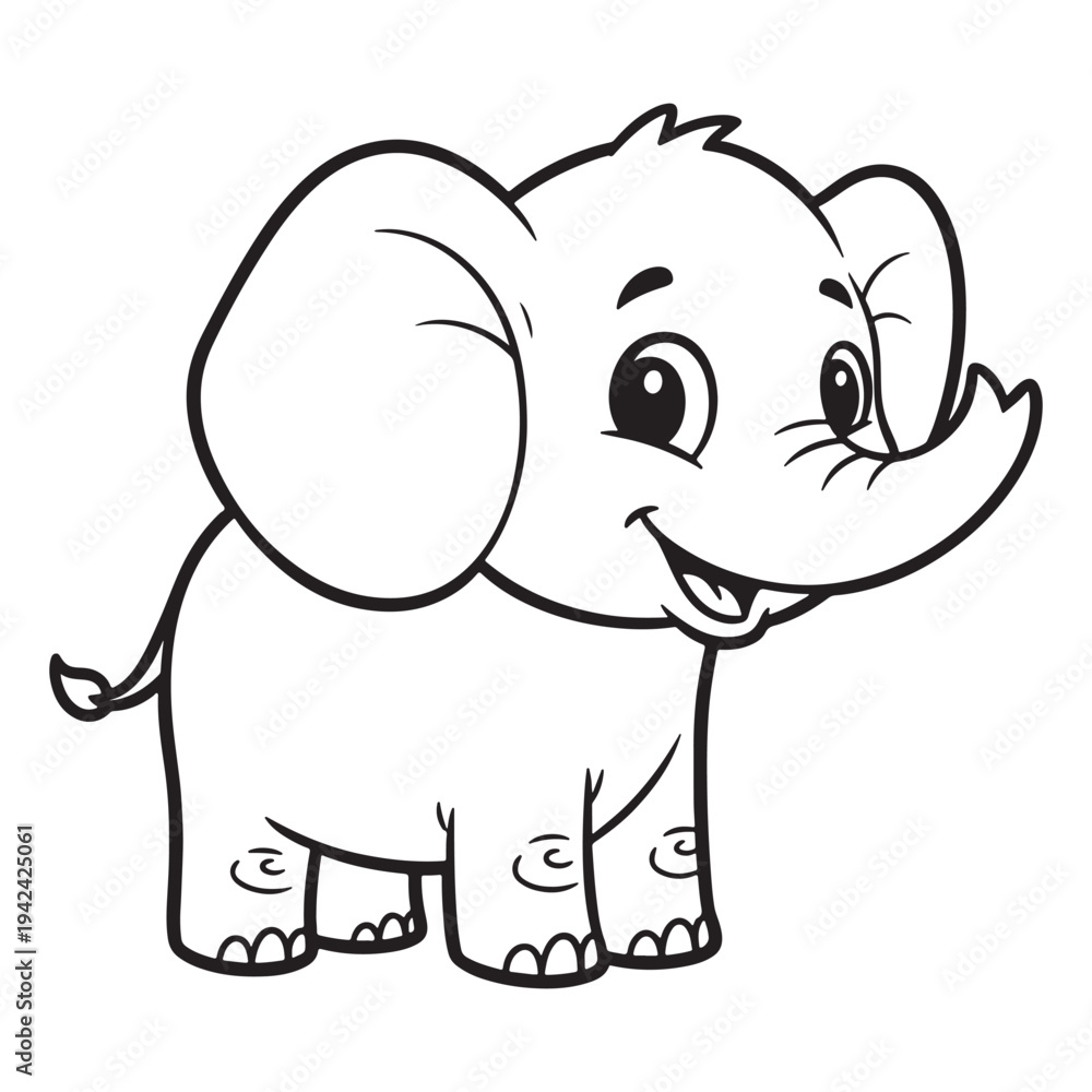 Fototapeta premium A cartoon elephant with large ears and a long trunk