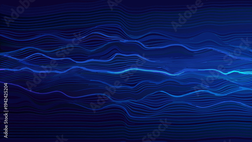 Abstract blue lines forming a wave like energetic background pattern