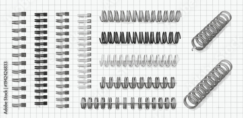 Various office supplies including pens, pencils, and paperclips arranged on a grid paper with graph layout viewed from directly above
