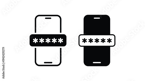 OTP SMS password icon, mobile verification and two-factor authentication symbol, secure login and digital security concept, minimal flat vector illustration isolated on white background.