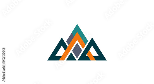 Abstract geometric mountain logo design with colorful triangles