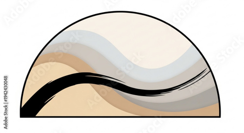 Abstract whisk design with wavy black line and beige gray white hues on a white background for culinary or kitchen concepts