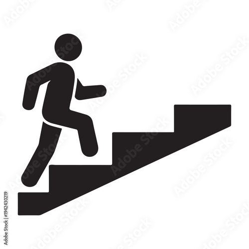 Walking up the stairs or staircase icon vector silhouette 