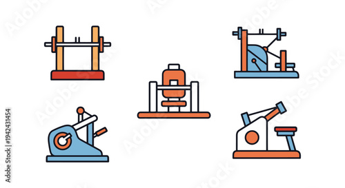 Compact Row Machine Line art soft abstract color vector design