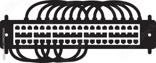 Network patch panel rack flat silhouette icon