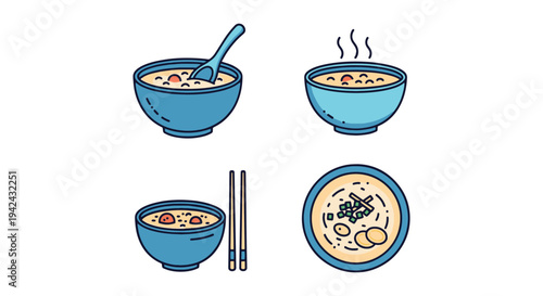 Congee Line art vector set clean modern abstract artwork illustration