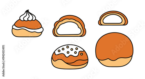 Cream Puff Line art vector dynamic abstract vibrant color