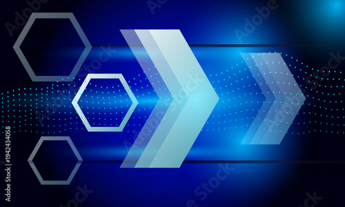 blue arrow shapes electronic with polygon circuit lines networking cyberspace futuristic with neon light abstract technology background