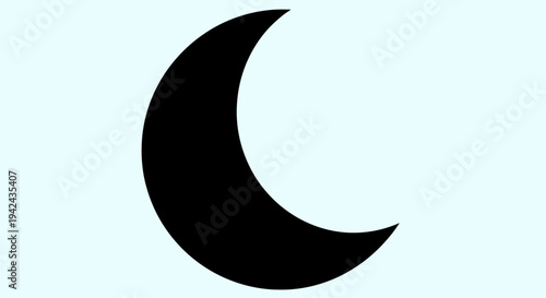 Black crescent moon graphic on light blue background with bars