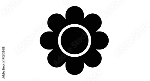 Black flower icon on white background with horizontal bars
