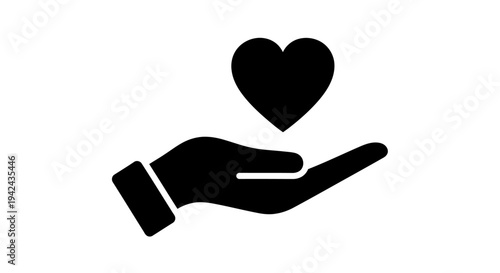 Black hand giving heart icon for care and love