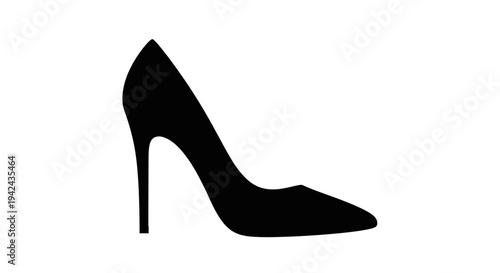 Black high heel shoe silhouette on white background