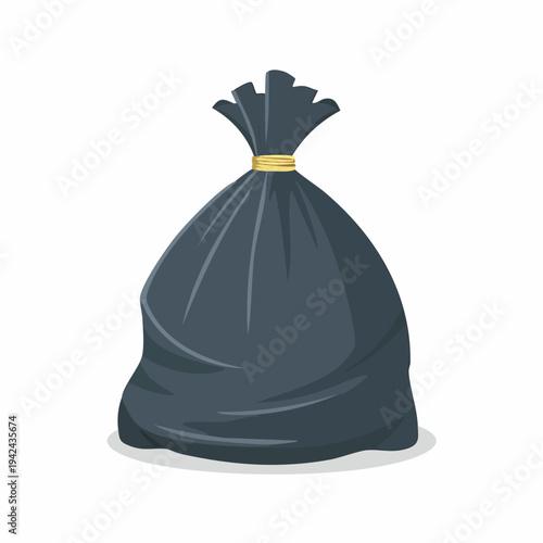 Black tied garbage bag on white background illustration