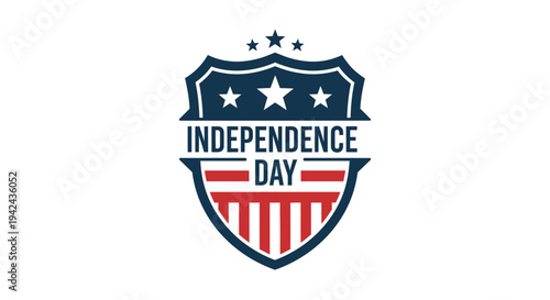 Independence Day Badge with Stars and Stripes.