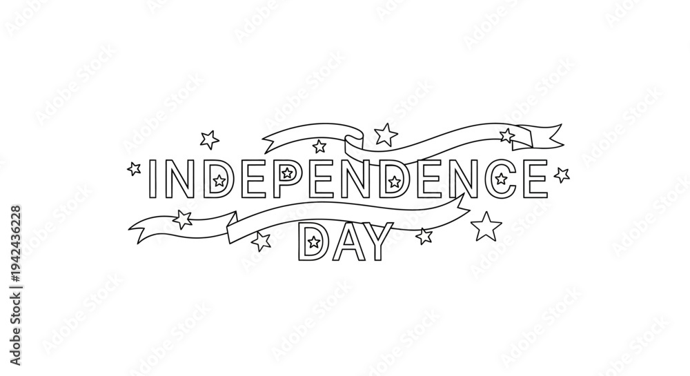 Fototapeta premium Independence Day Celebration Text with Stars.