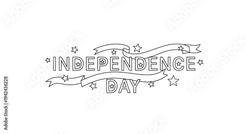 Independence Day Celebration Text with Stars.