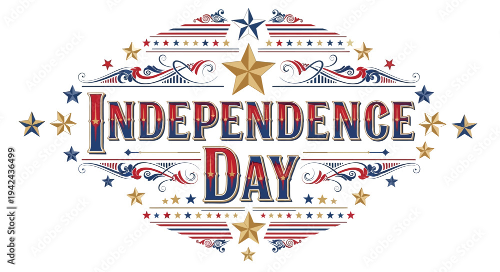 Fototapeta premium Independence Day Text with Stars and Stripes 5.