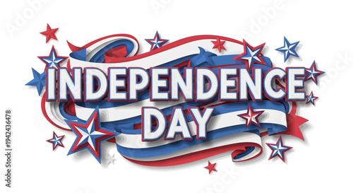 Independence Day Text with Stars and Stripes 2.