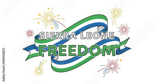 Sierra Leone Freedom Ribbon Fireworks Emblem Logo.