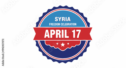 Syria Freedom Celebration Badge Stamp Logo.