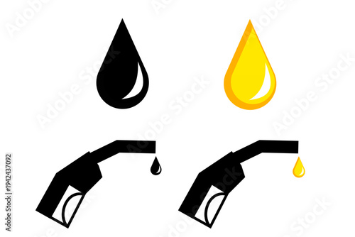 Graphic icon gasoline drop from gas pump device, Illustration depicting the energy and fuel crisis and shortage