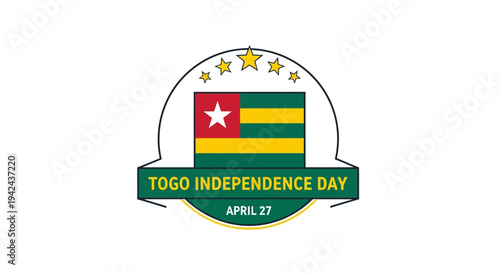 Togo Independence Day Emblem with Flag Design.