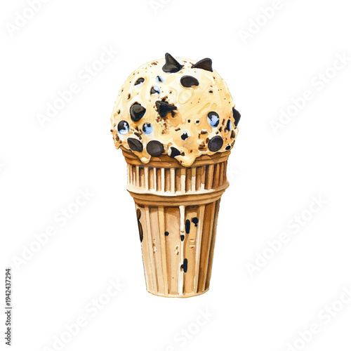 choco chip ice cream hand drawn vector illustration
