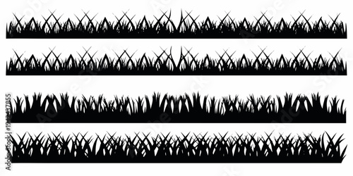 Black silhouette rows of grass against a white background