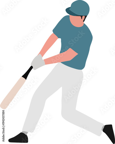 Baseball Player Swinging Bat