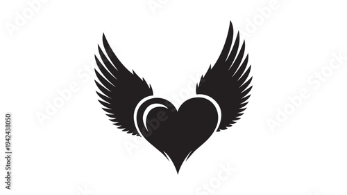 Heart with wings symbol for love freedom and passion graphic design .