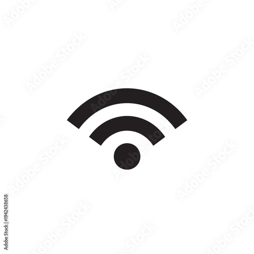 Solid Black WiFi Signal Icon, Internet Connectivity Digital Business Flat Logo on White Background