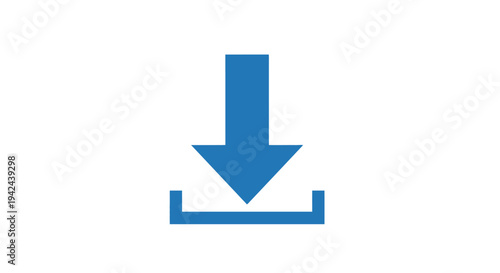 Blue download arrow icon symbol on white background