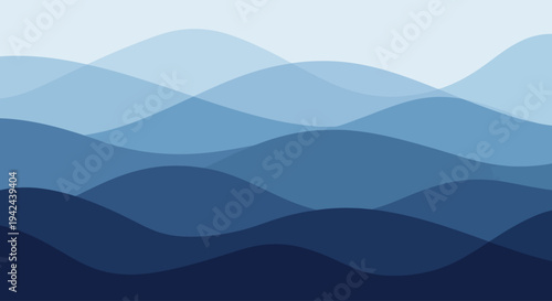 Blue gradient abstract background with overlapping wave shapes