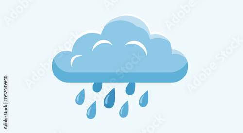 Blue rain cloud with falling raindrops icon