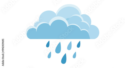 Blue rain cloud with falling raindrops illustration