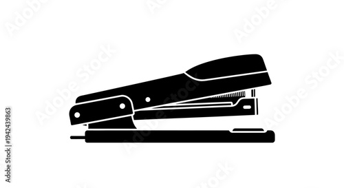 Black Stapler Icon Isolated on White Background Office Supply.