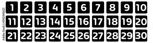 Vector illustration bullet point set. Pins with number 1 to 30. Vector illustration.