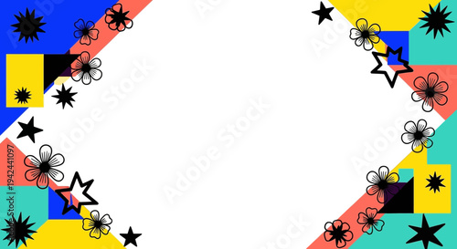 Colorful Floral Star Pattern Design Element.